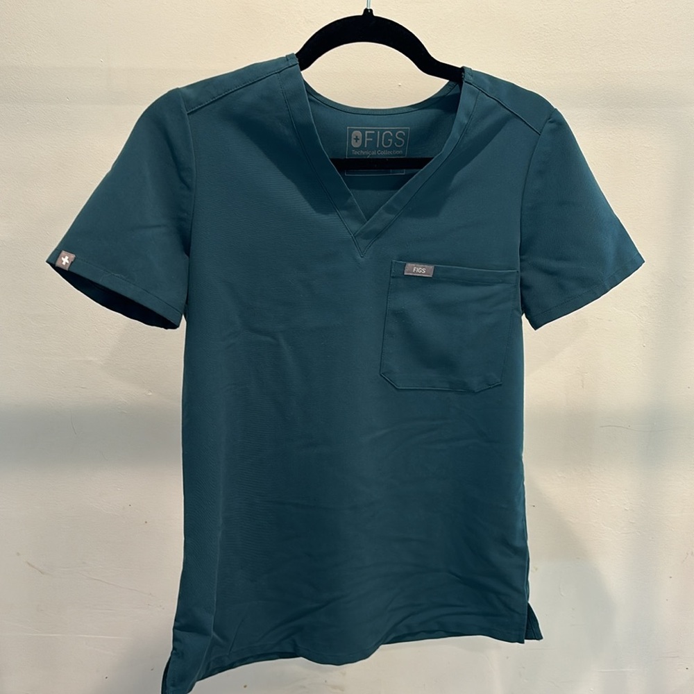 Figs Catrina Scrub Top Caribbean Blue